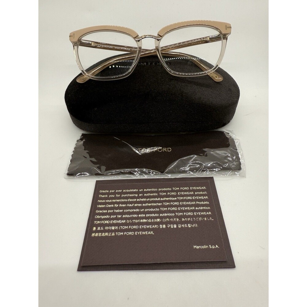 Tom Ford TF 5550-B 072 Brushed Pink Plastic Cat Eye Optical Frames 54-17-140 COA